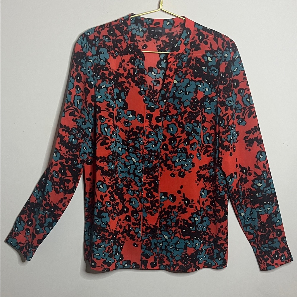The Limited Red and Blue Patterned Blouse